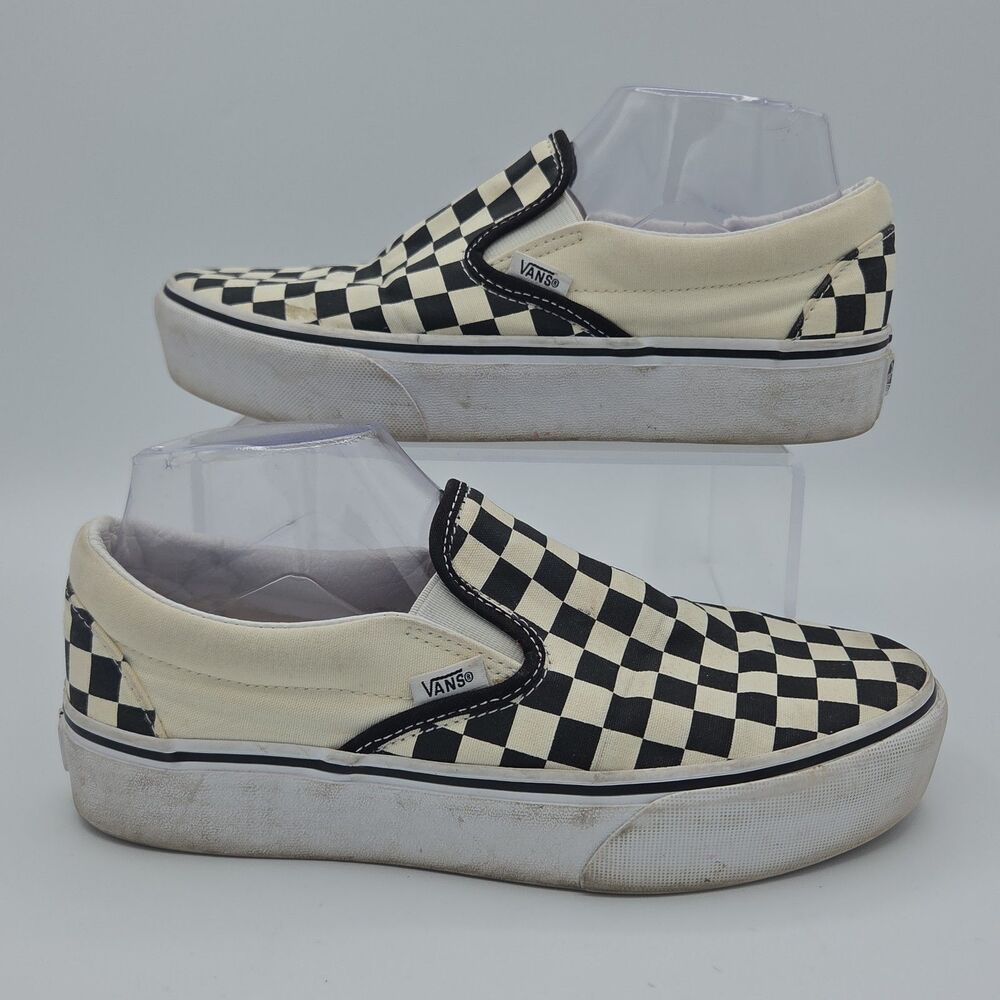 Vans Classic Slip On Checkerboard Black White Skate Shoes Womens Size 9 Sneakers
